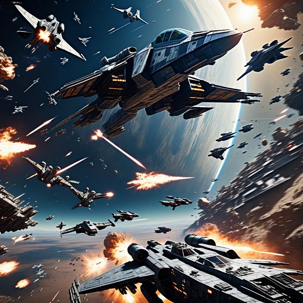 Epic Space Battle in a Technological Future