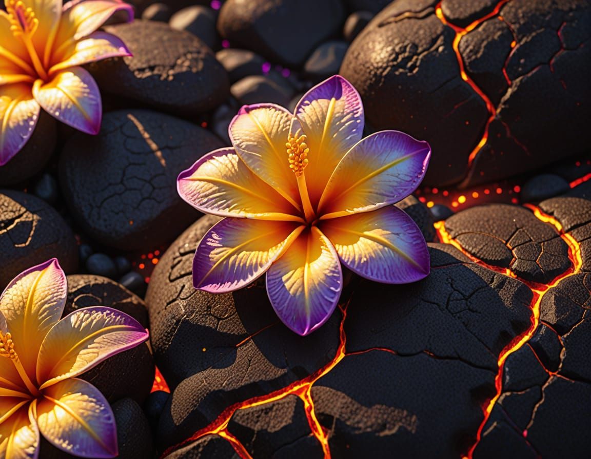 purple and golden plumeria