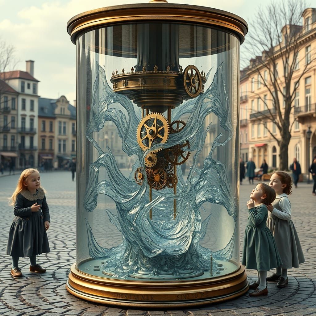 Timeless Wonder: Hyper-Realistic Water Clock in Crystal Case