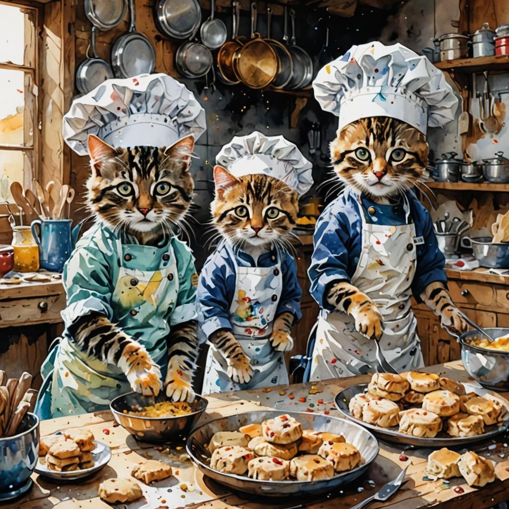The Three Baking Mus-Cat-eers