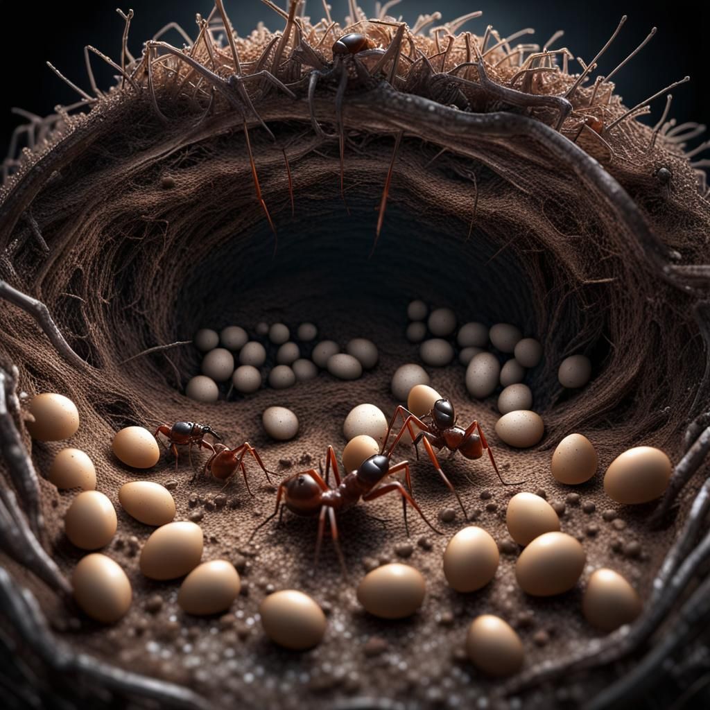 Inside an Ant Nest: Hyperrealistic Macro Photograph