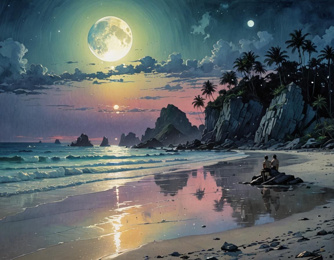 Iridescent Crystal Beach Fantasy Art