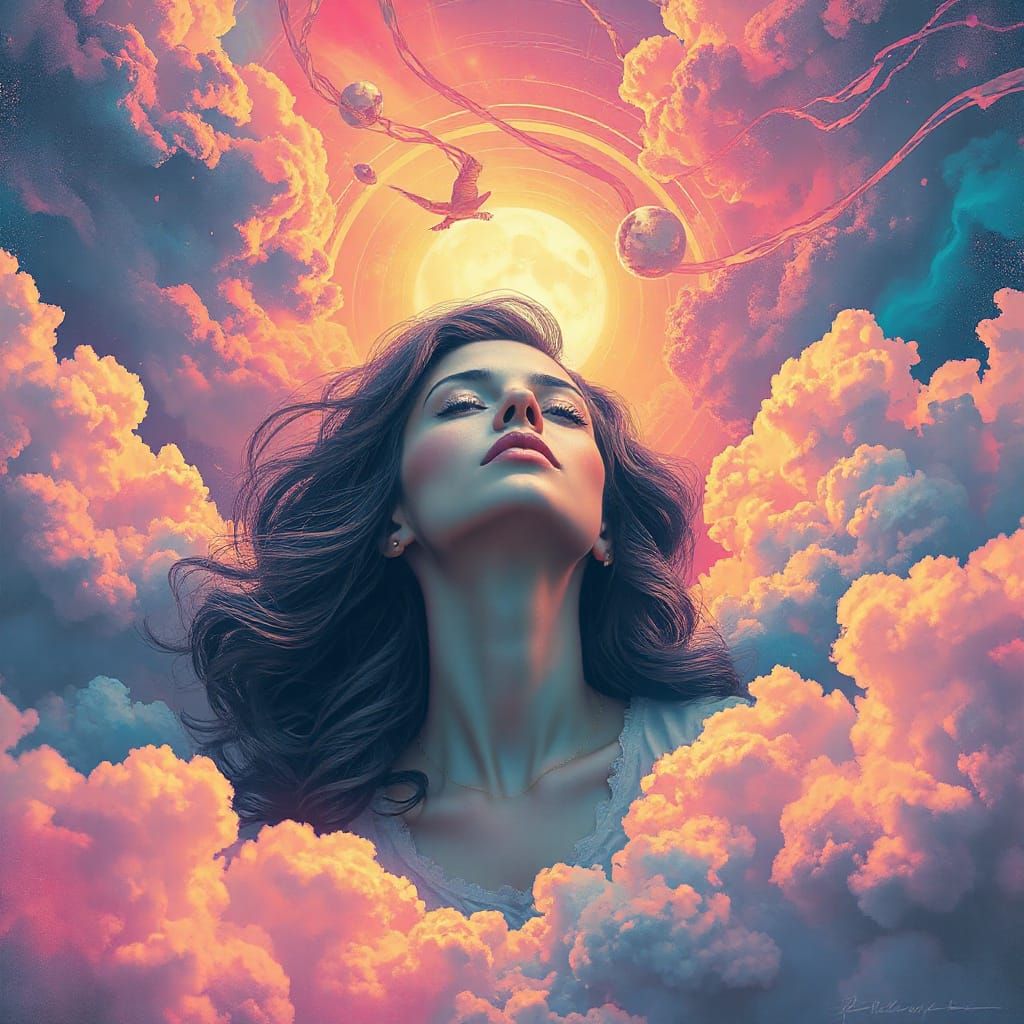 Surreal Futuristic Dreamscape in Neon Colors