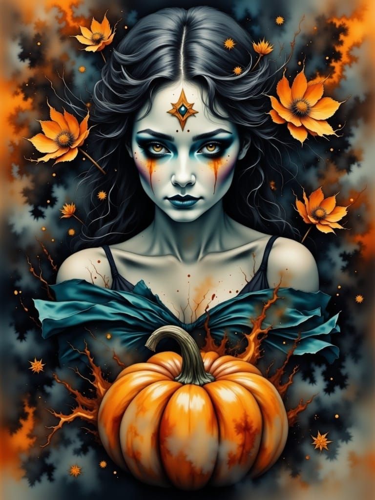 Spectrum Cosmic Pumpkin in Art Nouveau Style