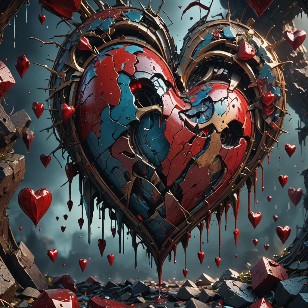 Detailed Matte Painting of a Broken Heart