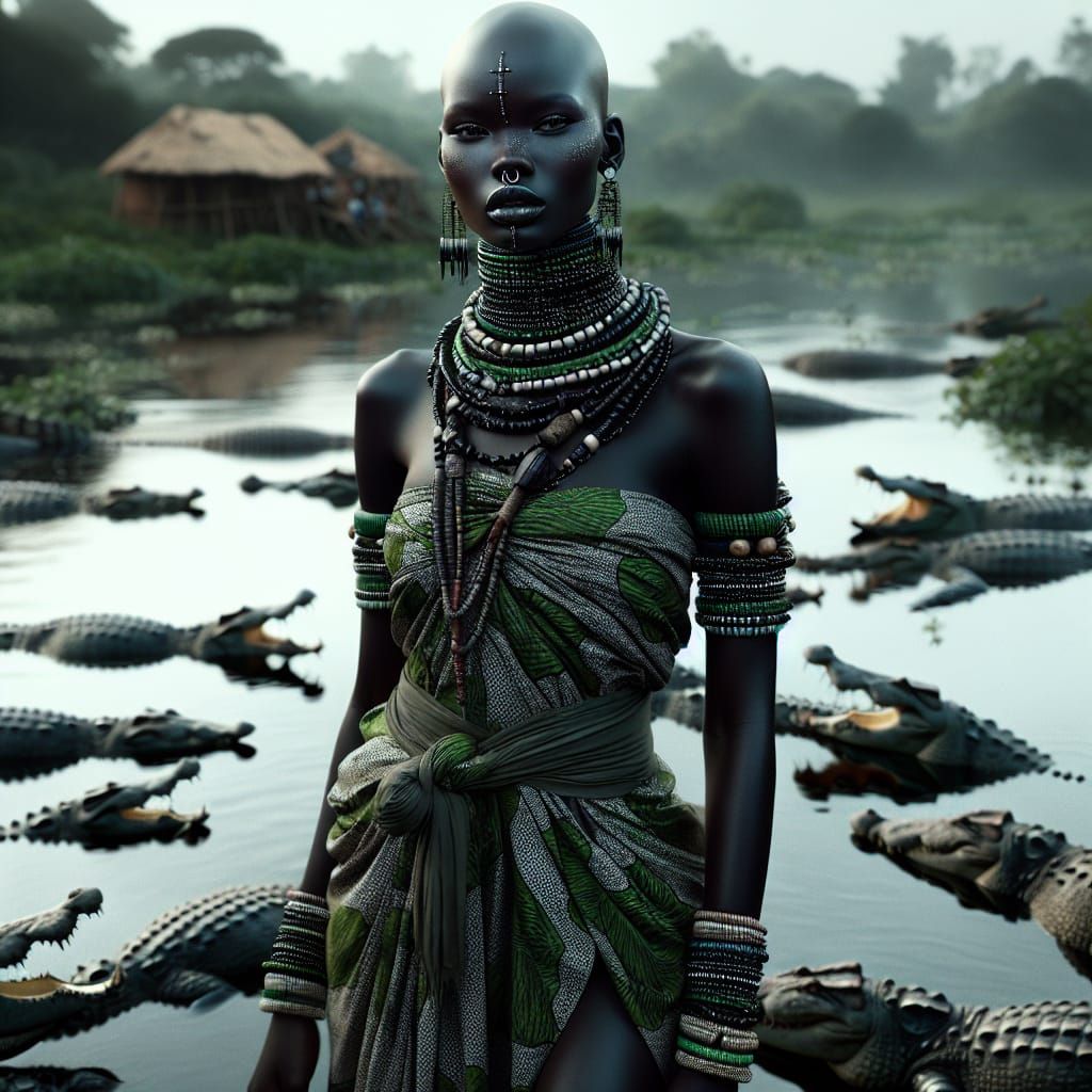 South Sudanese Goddess by the Nile: Digital Art