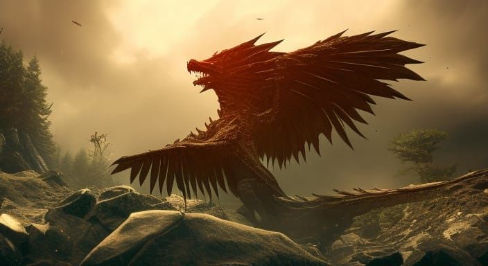 Majestic Winged Dragon in Epic 3D Style