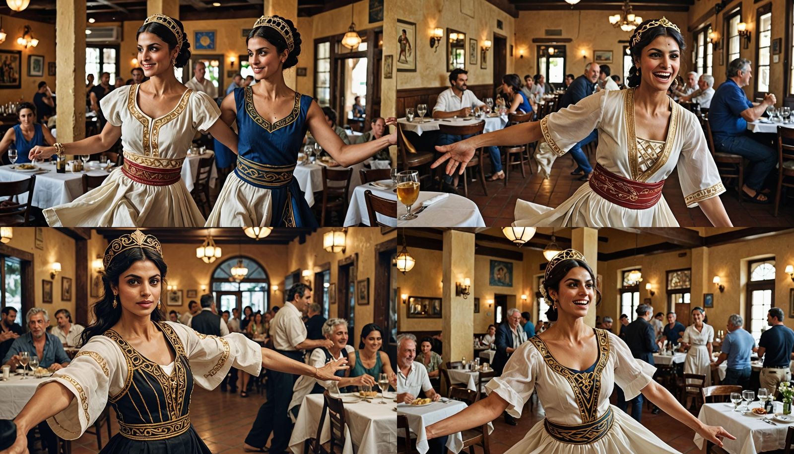 Morena Baccarin as a Greek Dancer in traditional wardrobe