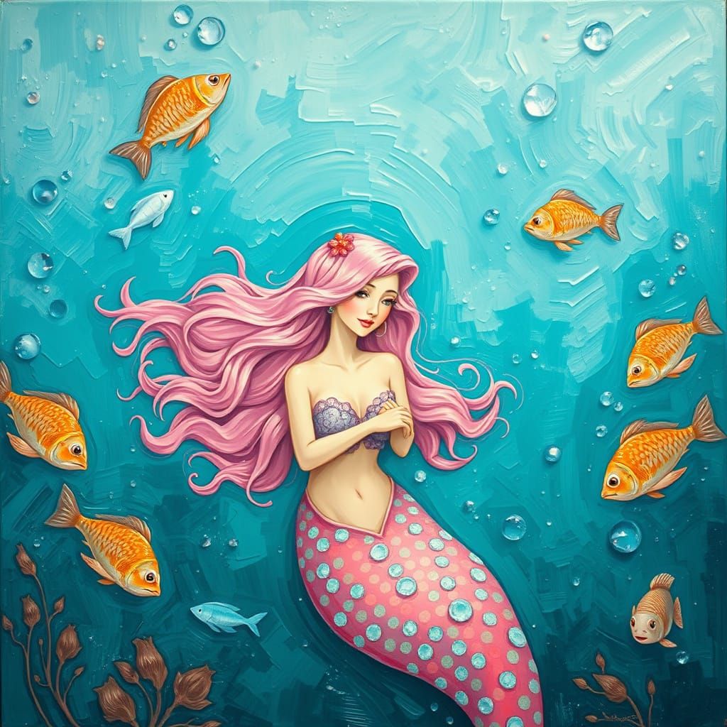 Sensual Mermaid in Art Nouveau Oceanic Dreams