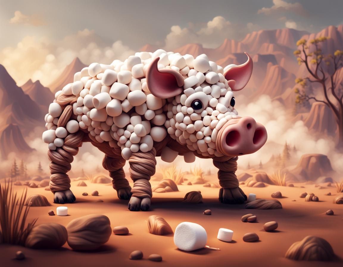 Marshmallow Warthog in Candy Art Style