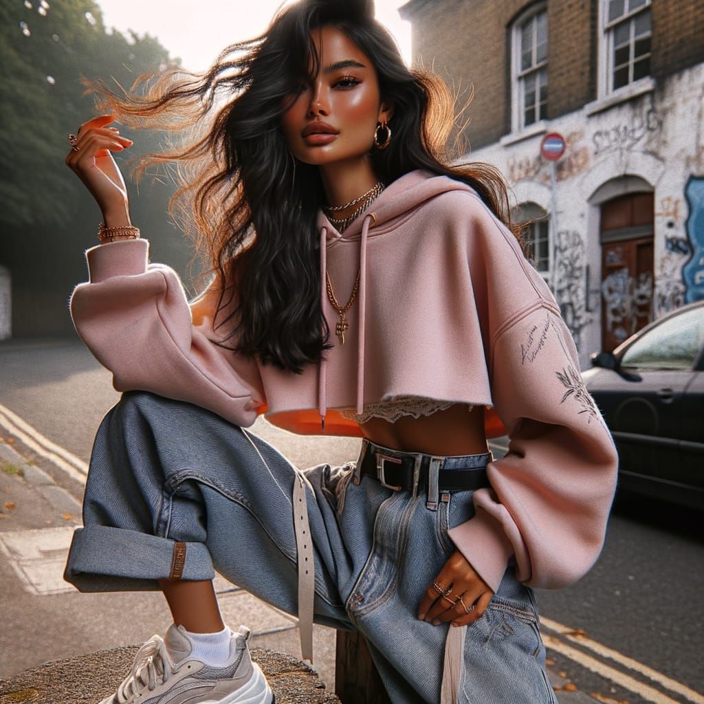 Confident South Asian Girl in Streetwear Chic