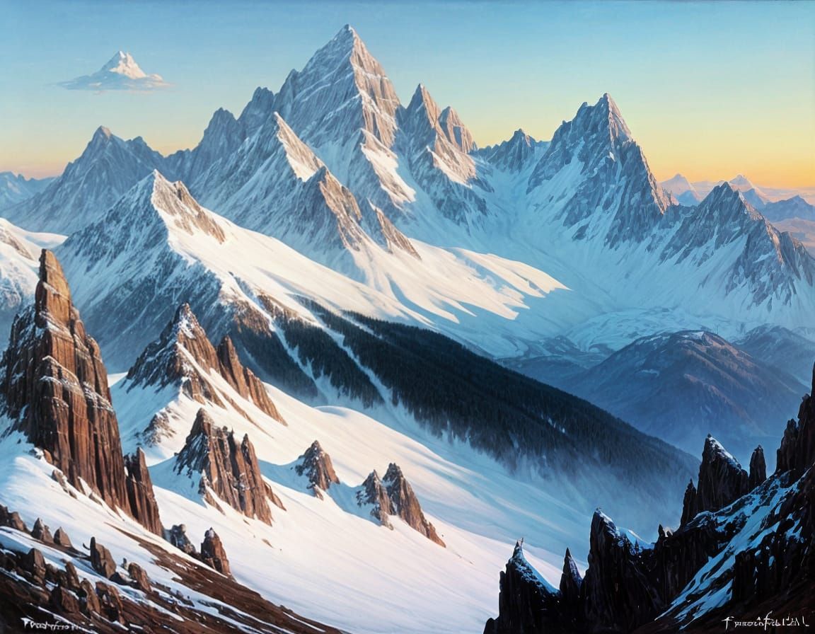 Majestic Frozen Peaks in Fantasy Style