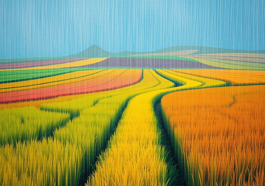 Abstract Vietnam Field in Perpetual Rain