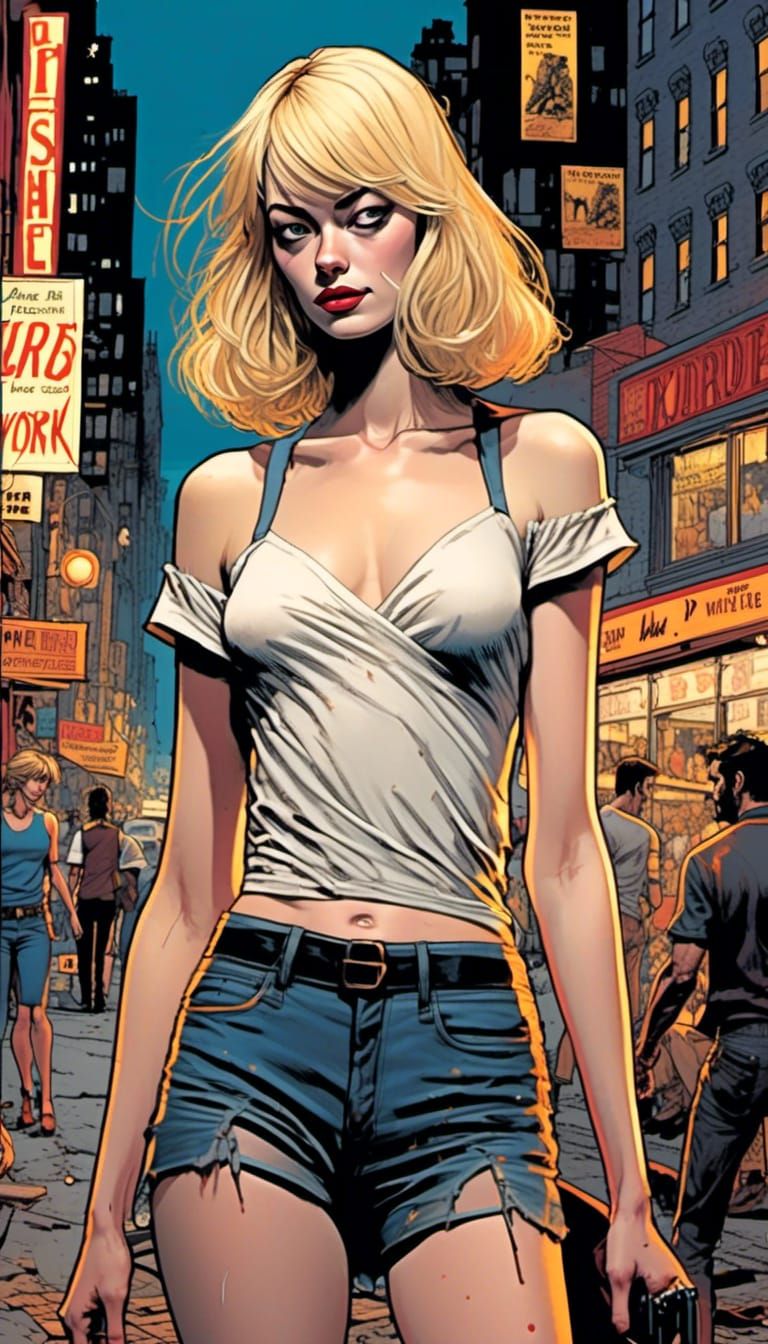 Emma Stone in Graphic Novel Style New York