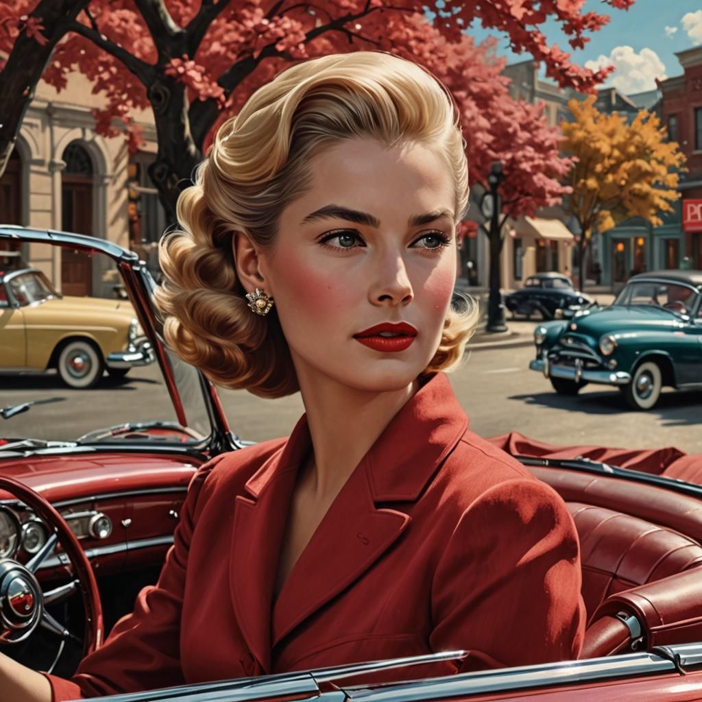 Grace Kelly Portrait in Rockwell Style