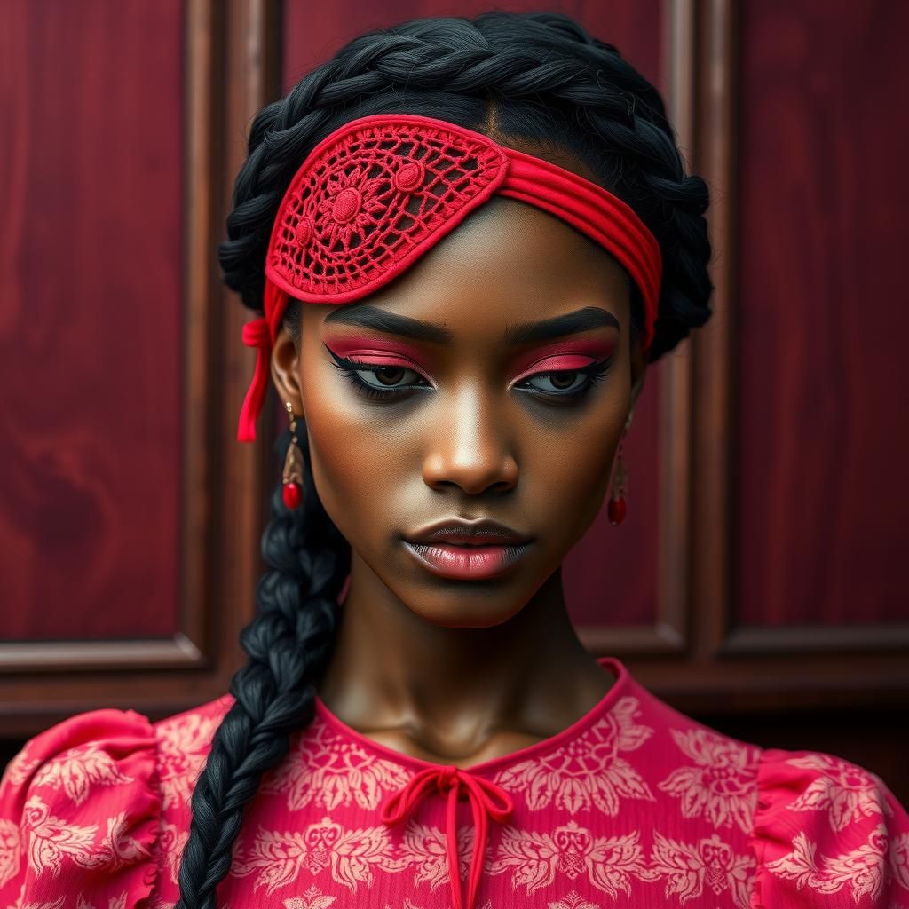 Elegant Woman with Lace Eyepatch, Fine Art Photography