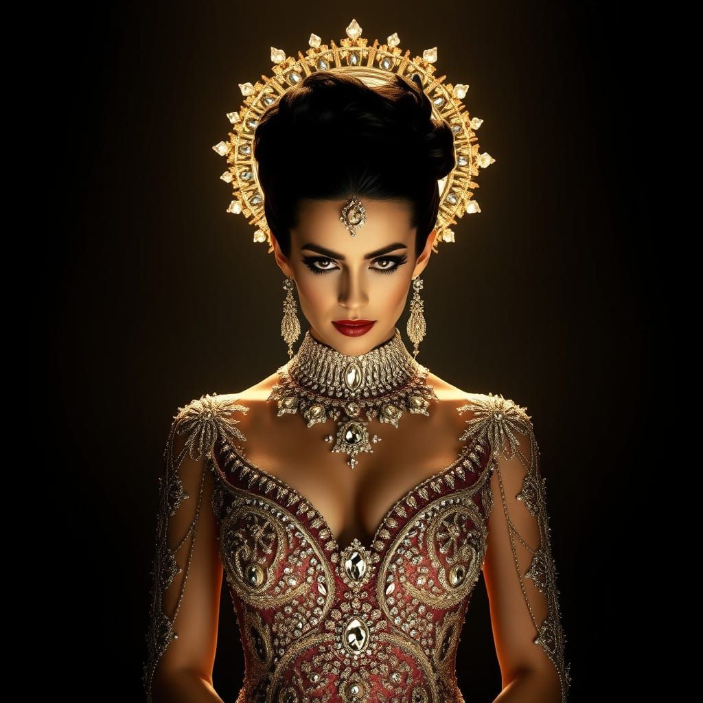 Regal Diamond Goddess in Opulent Lighting