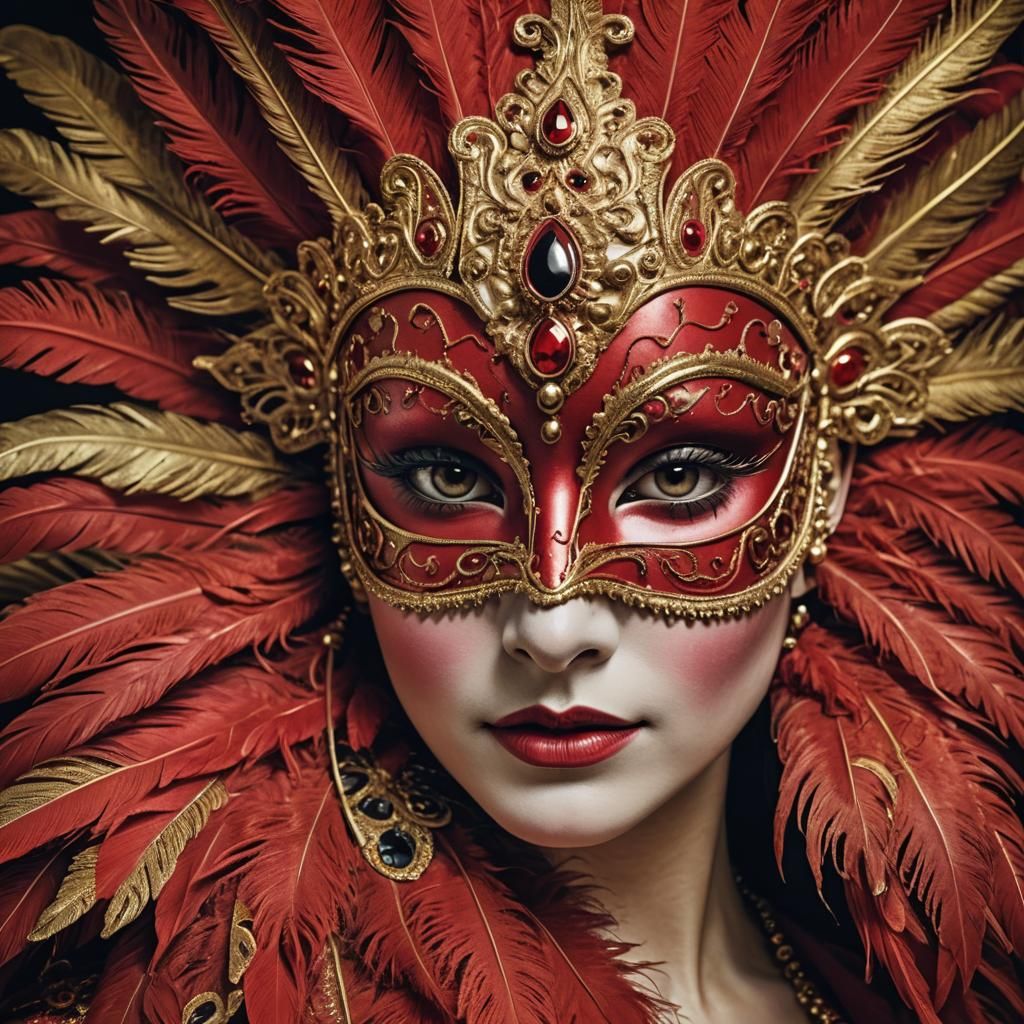 Woman in Venetian Mask Close-Up Photography
