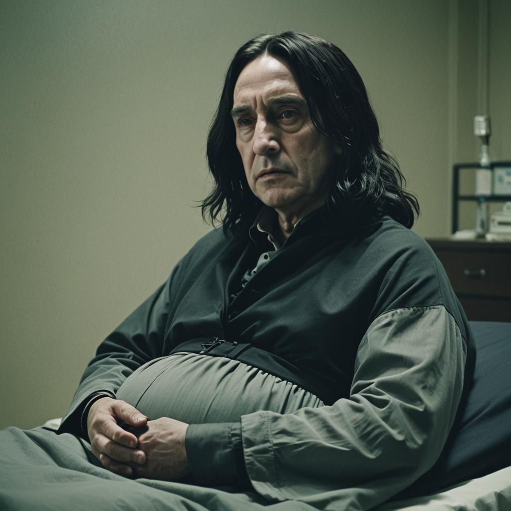 Dramatic Film Still of Pregnant Person in Hospital