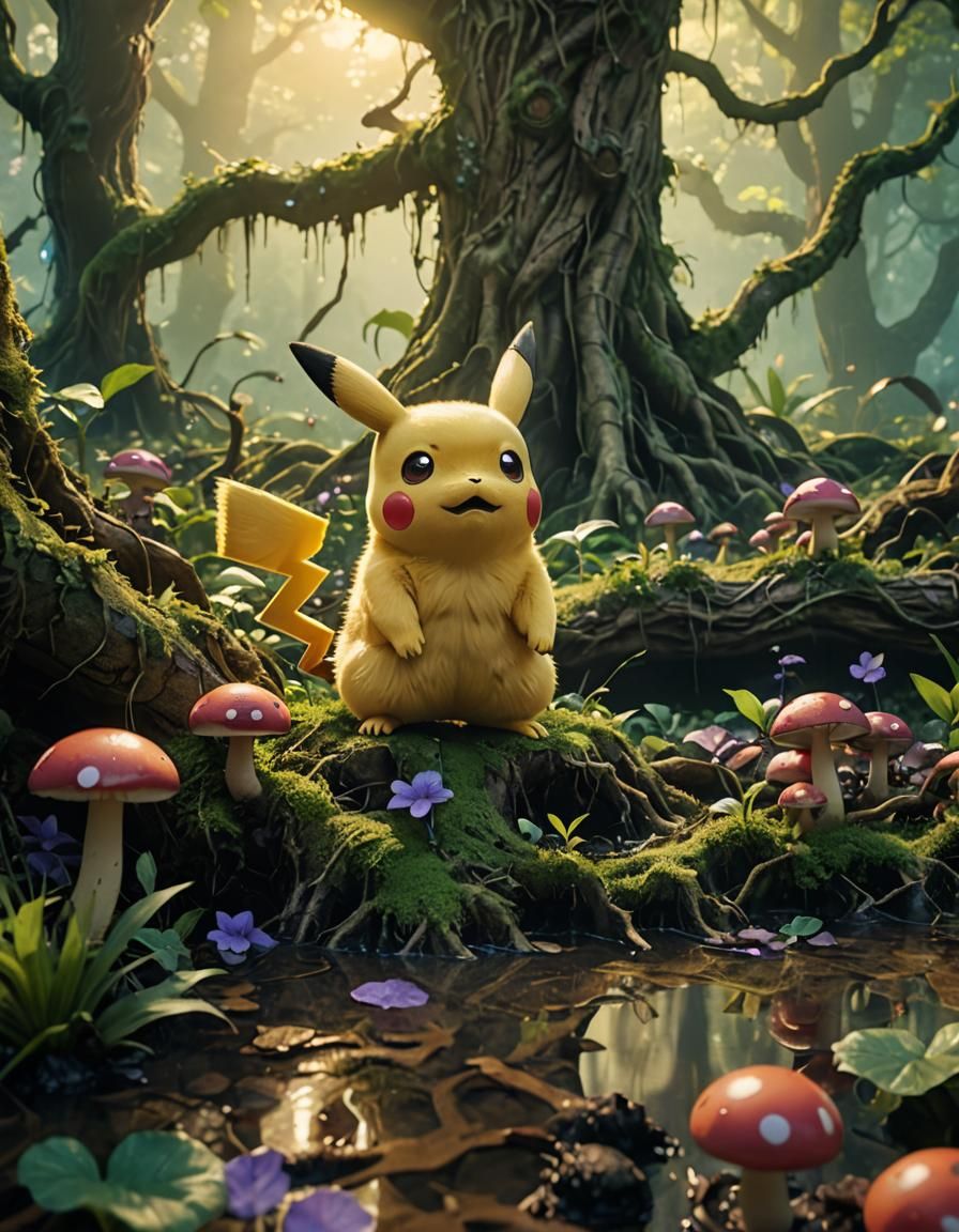 Pikachu in Mario Swamp: Cinematic Film Still