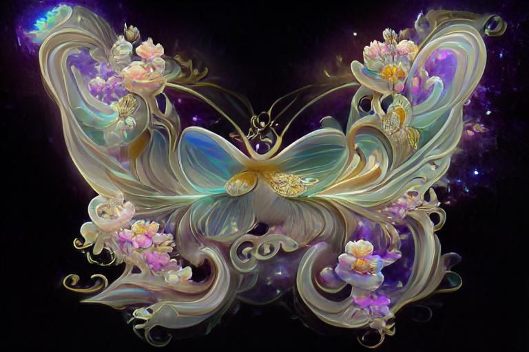 Floral Butterfly in Art Nouveau Style