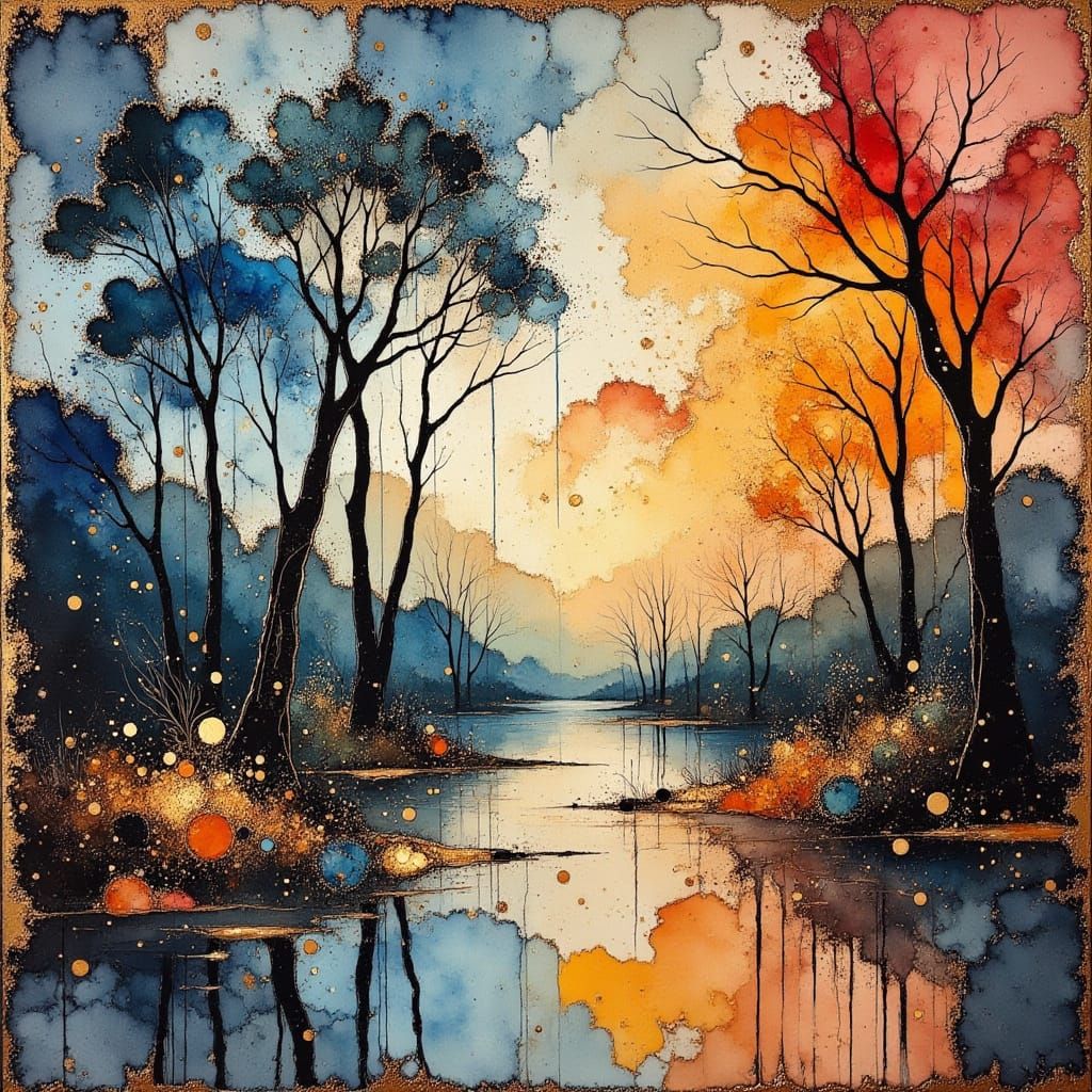 Vibrant Melting Landscape in Neo-Impressionist Style