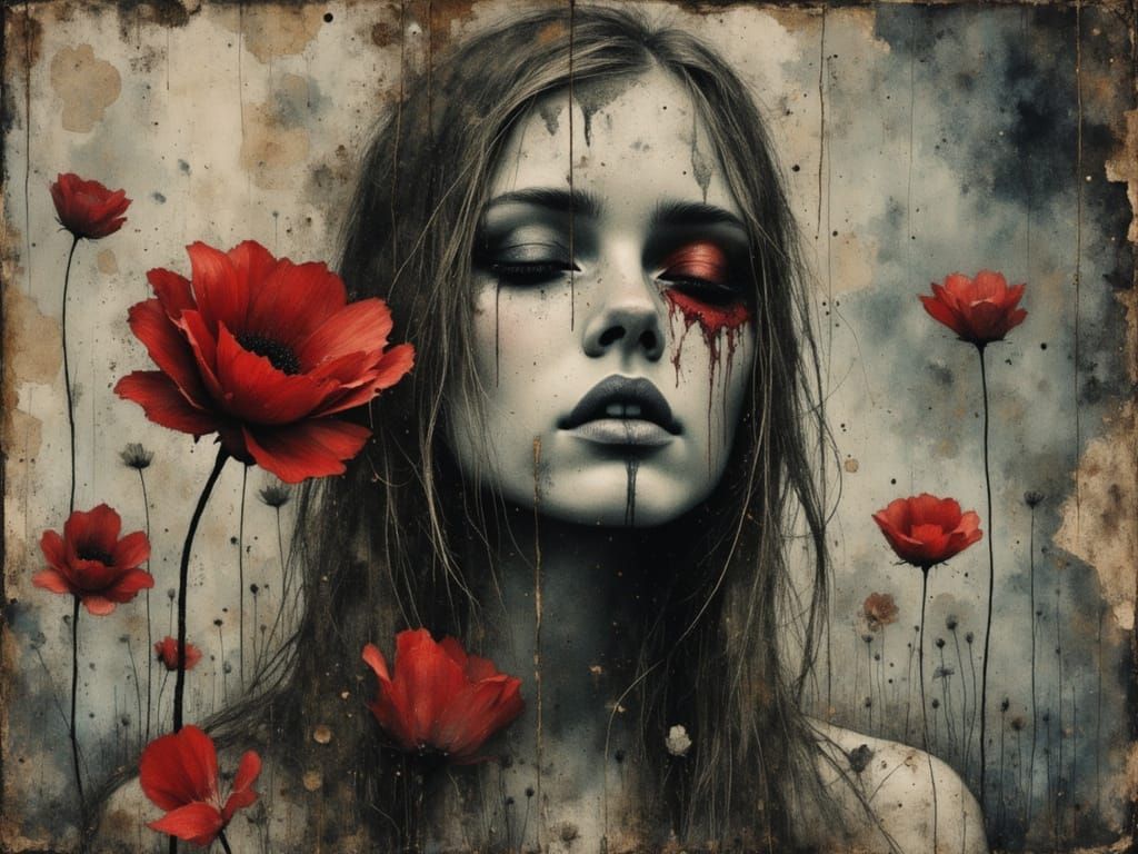 Surreal Female Figure in Watercolor and Alcohol Ink