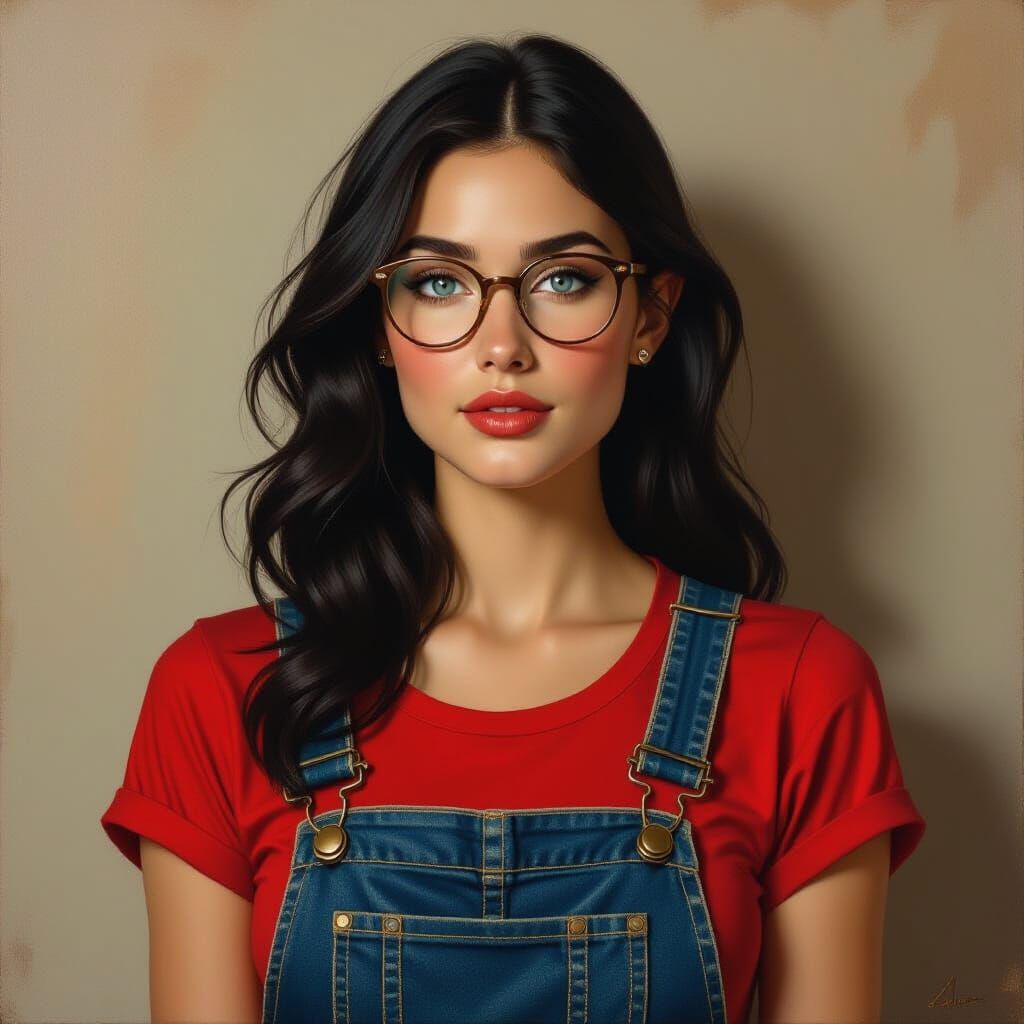 Renaissance Elf Woman in Overalls as Michelangelo Painting