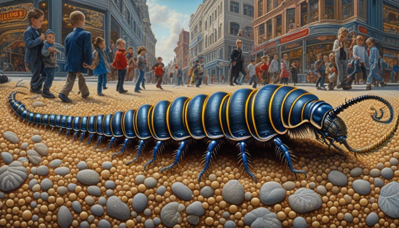 millipede among many humans