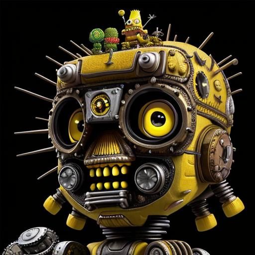 Robot on Hill in Pop Surrealist Style