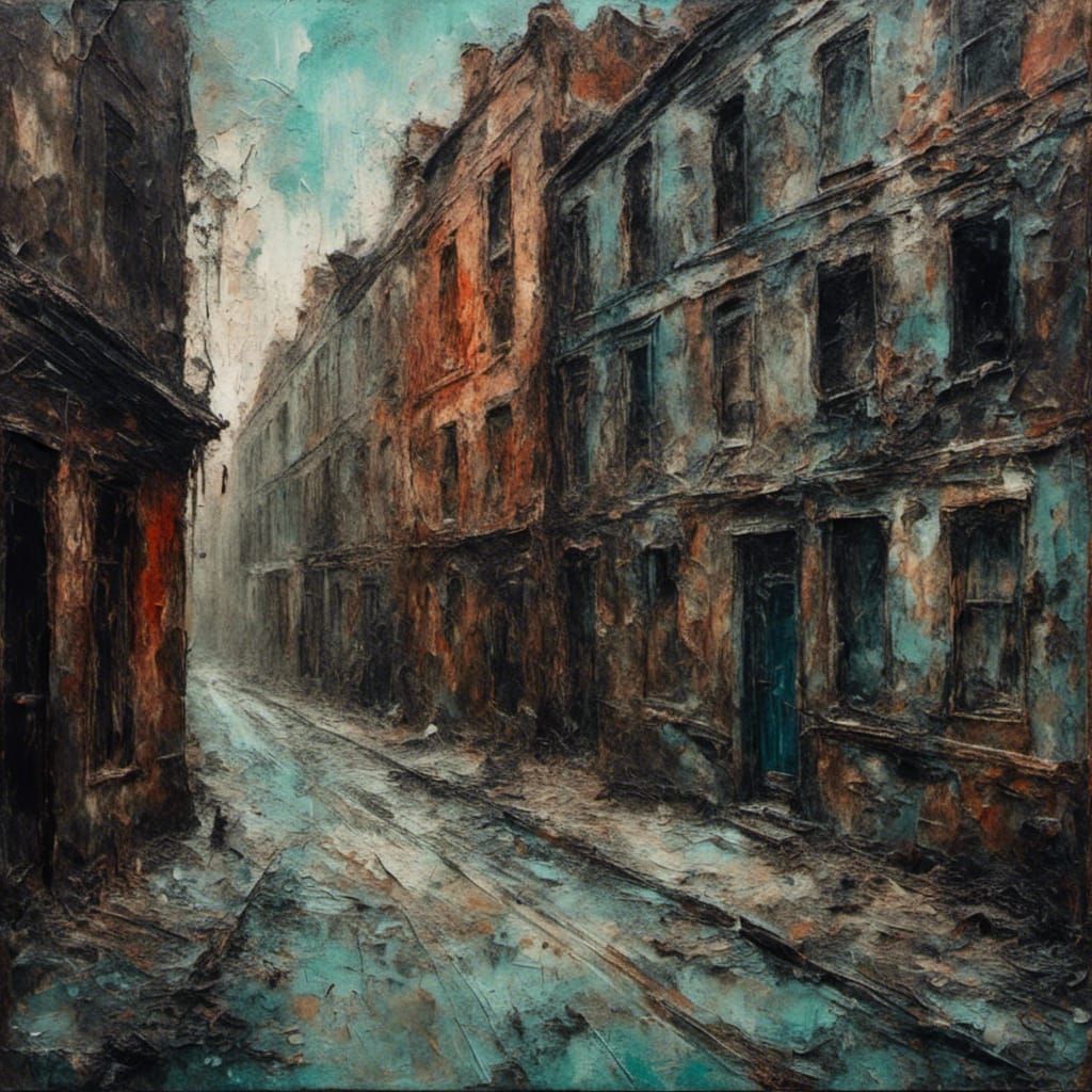 Urban Bird's Eye View in Expressionist Style