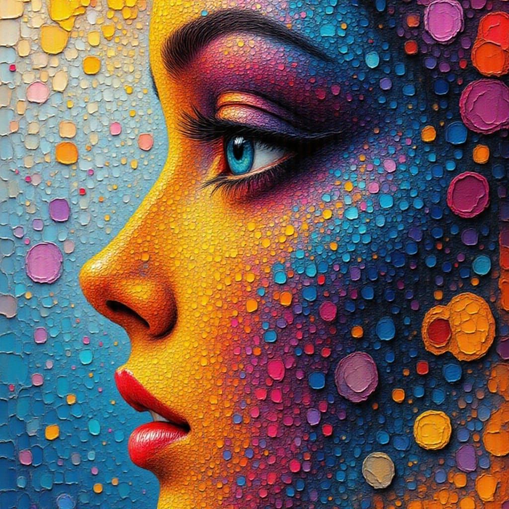 Surreal Face and Beach Double Exposure with Textured Blobs