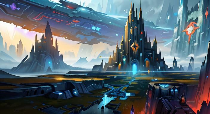 Detailed Sci-Fi Fortress in Matte Painting Style