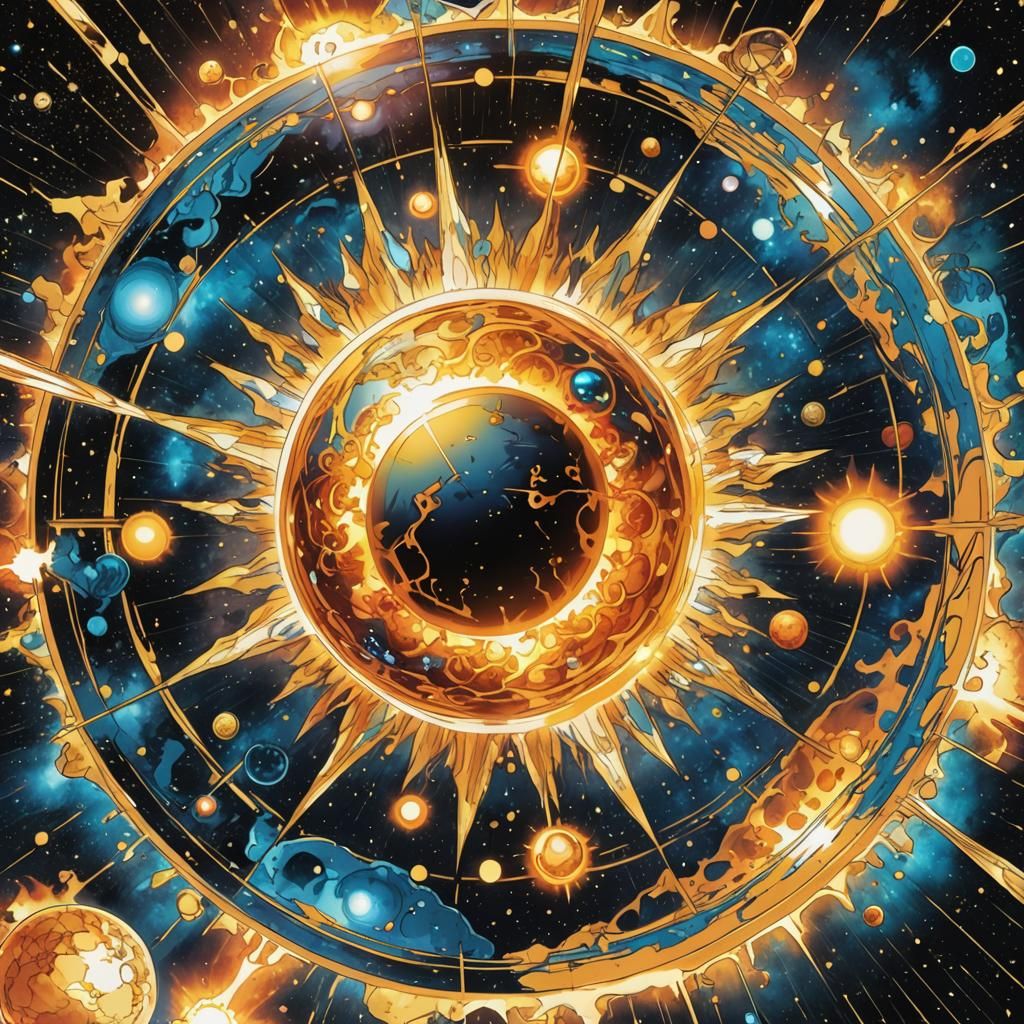 Cosmic Planetary Atom in Manga Style