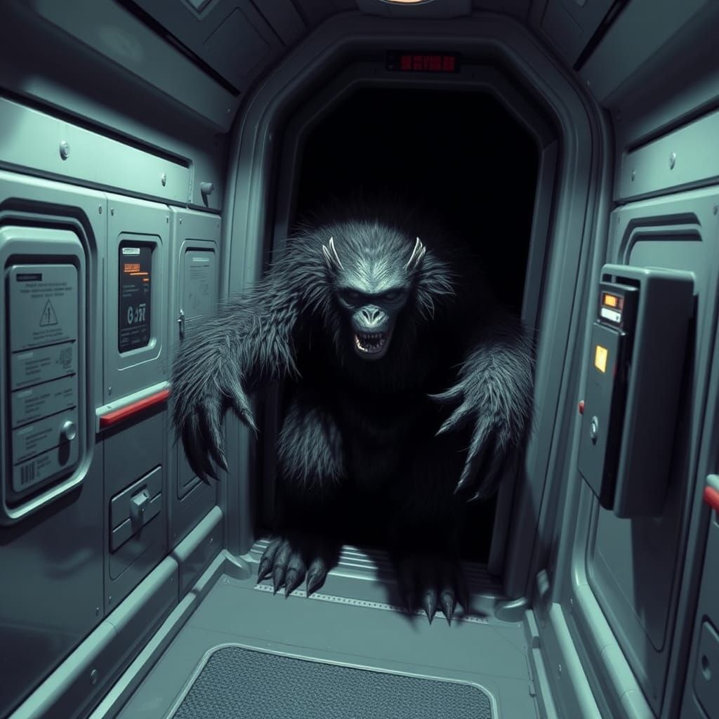 Terrifying Spaceship Encounter with a Furry, Monkey-Faced Cr...