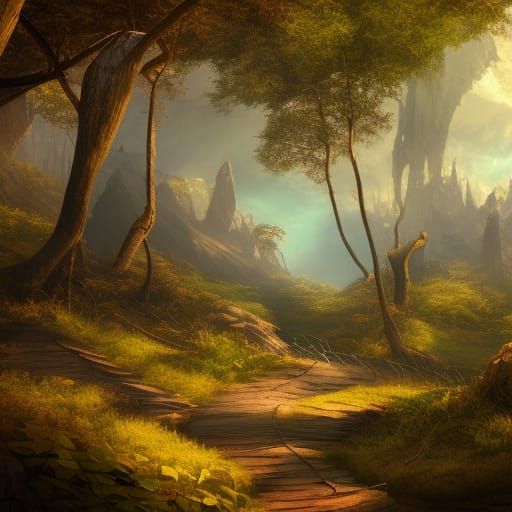 Fantastical Hiking Trail in Detailed Matte Painting