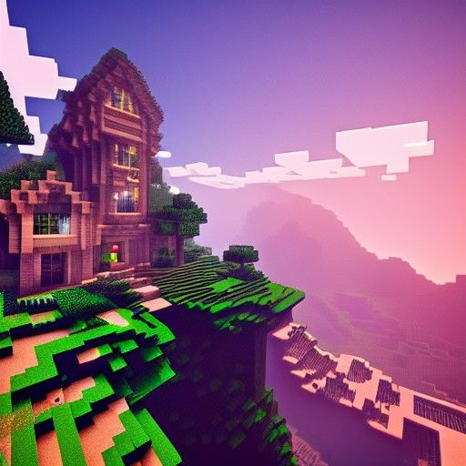 Cyberpunk Minecraft Mansion with Waterfall