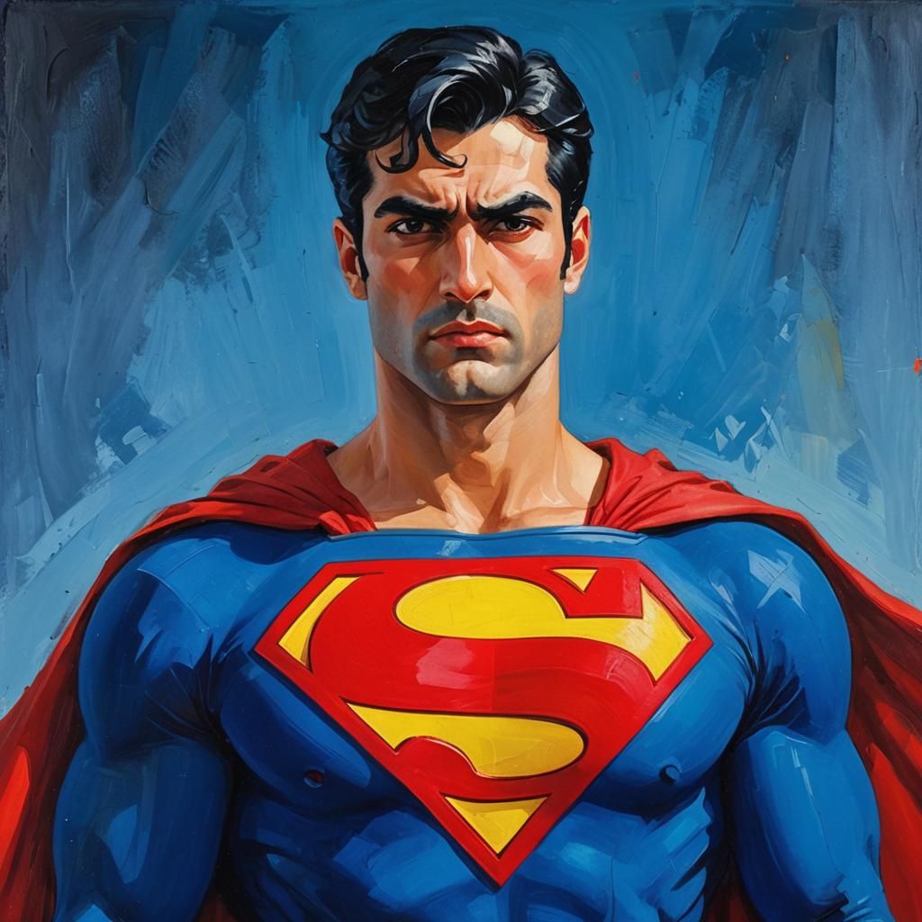Arab Superman Portrait in Neo-Impressionist Style