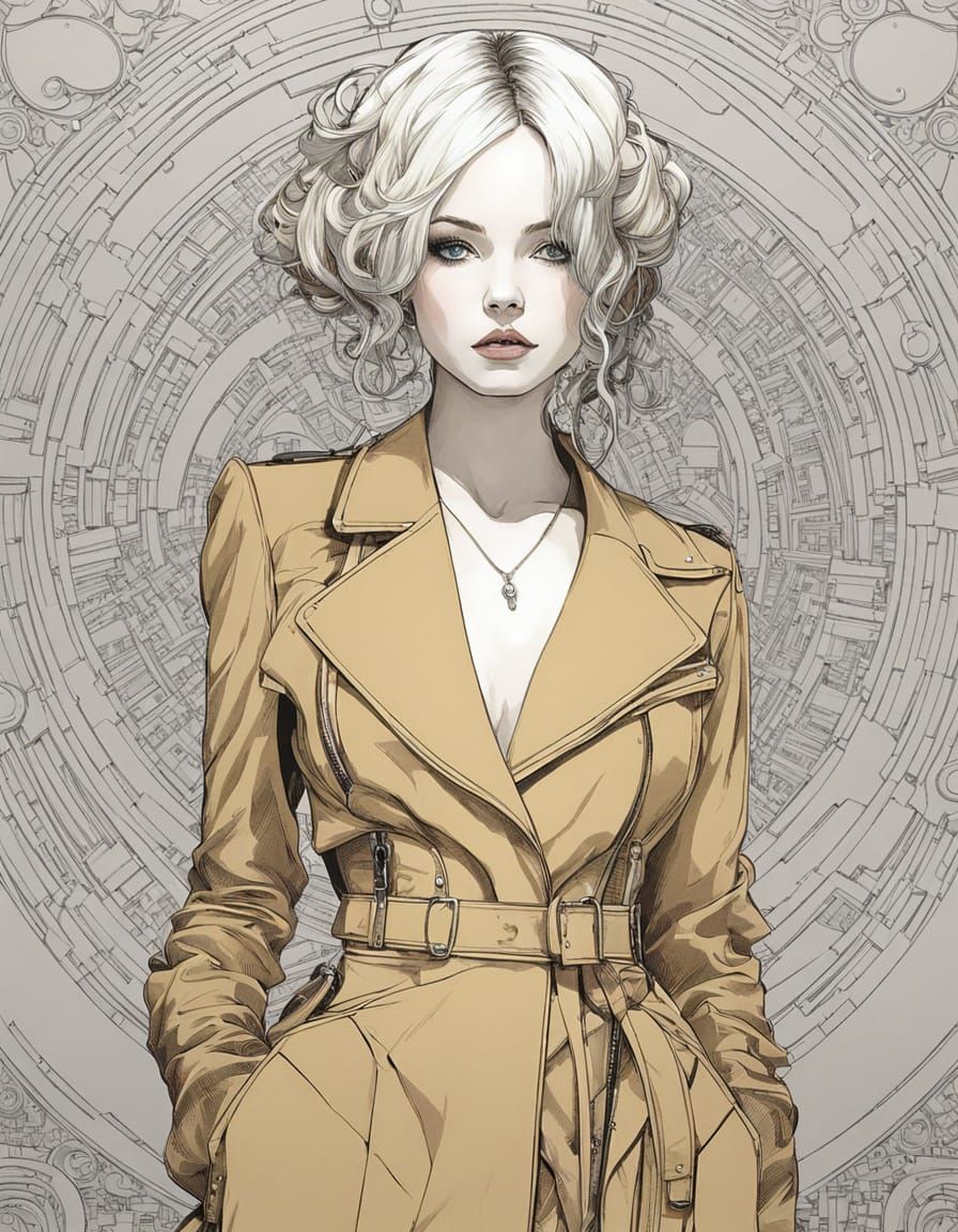 Fashionable Woman in Lineartpunk Bollywoodpunk Style