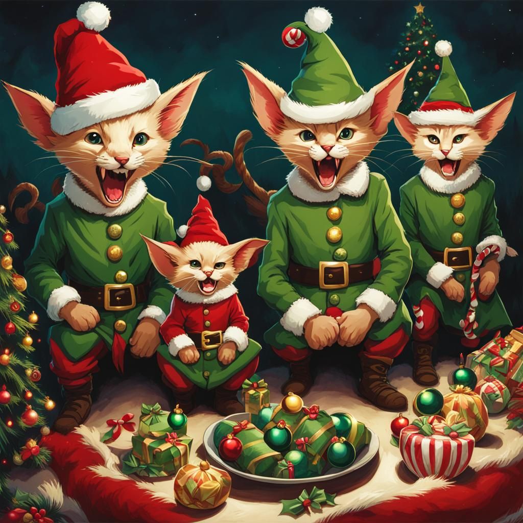Feral Christmas Elves Gaze Hungrily