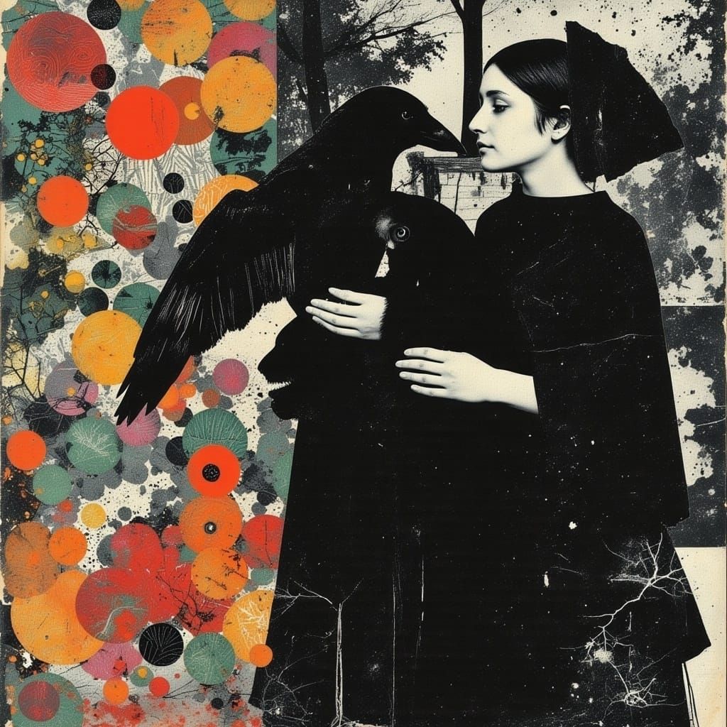 Woman in Divided Dress with Black Cat