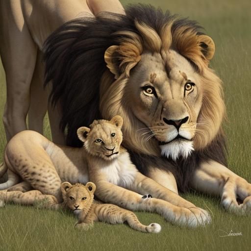 Lioness and Cubs: A Portrait of Family