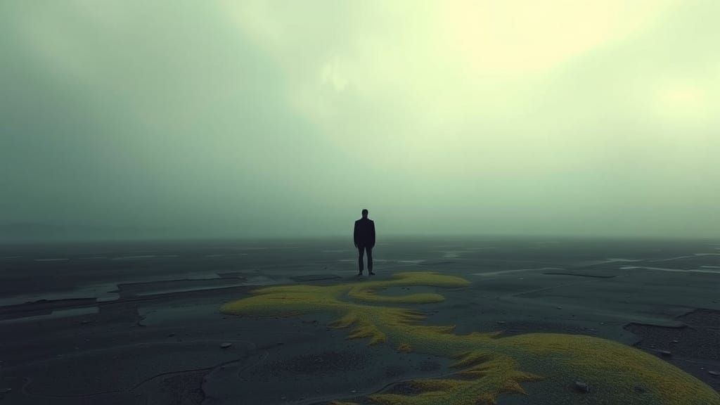 Surrealist Figure in Haunting Landscape