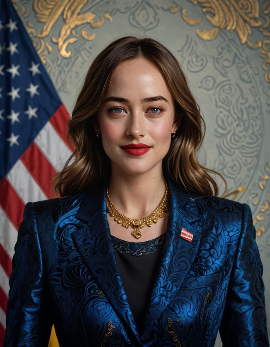 Golden Portrait of Confident Vice President in Digital Art