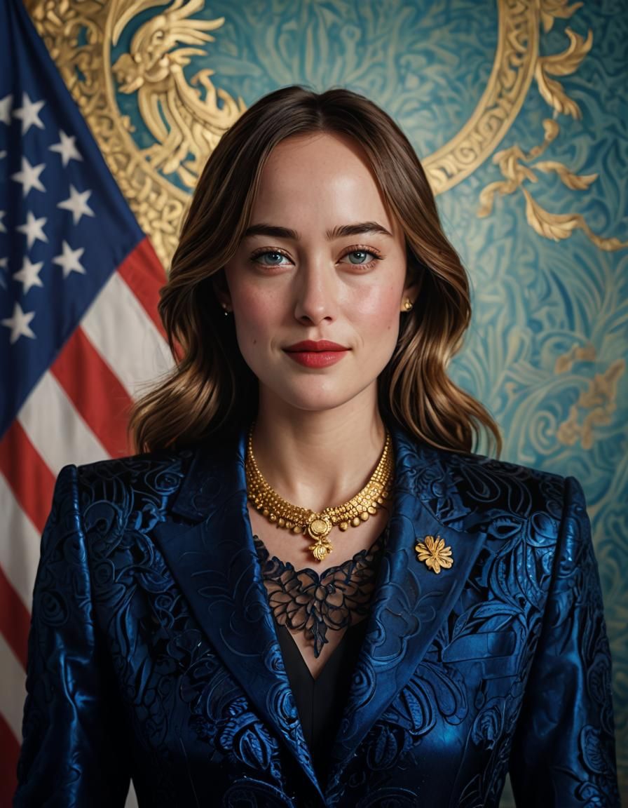 Golden Aura: Digital Portrait of a Confident Vice President