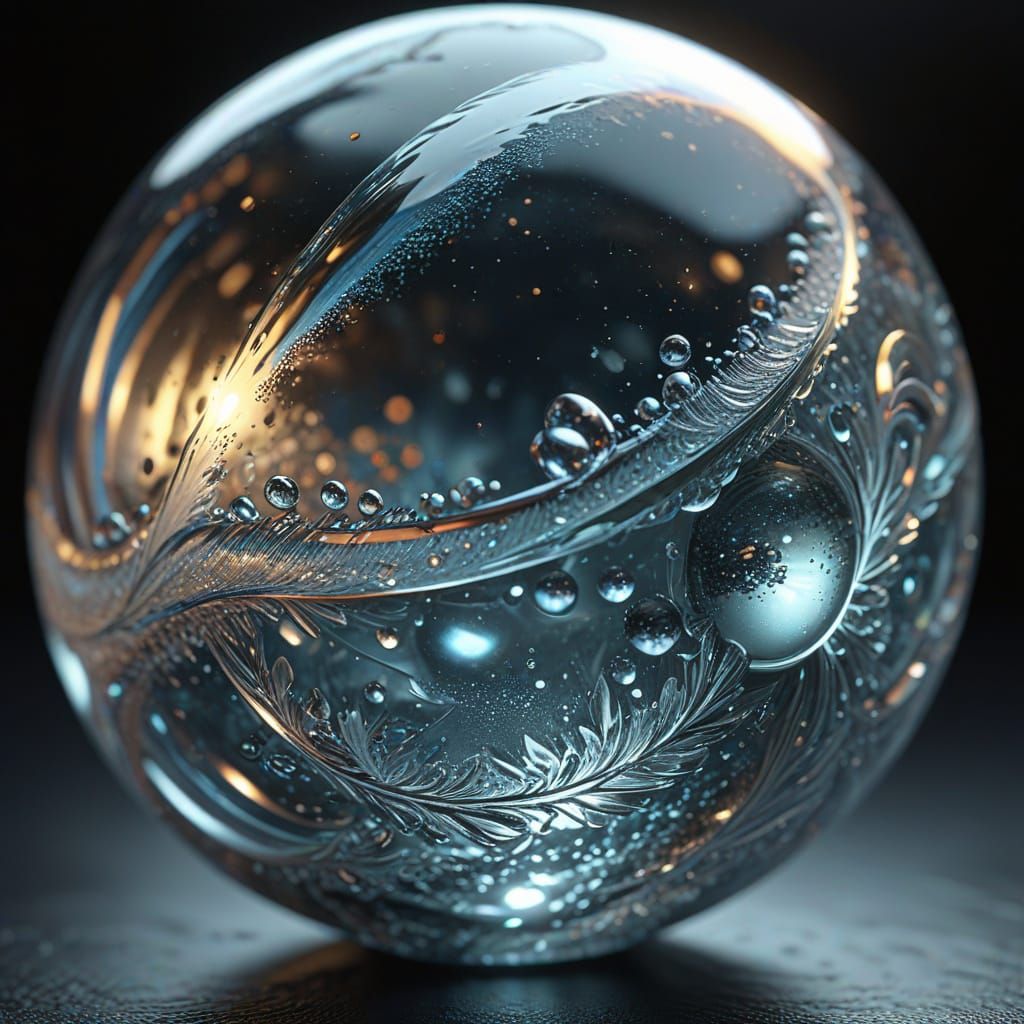 Intricate Sandblasted Glass Bead in Hyper-Realistic 3D Rende...