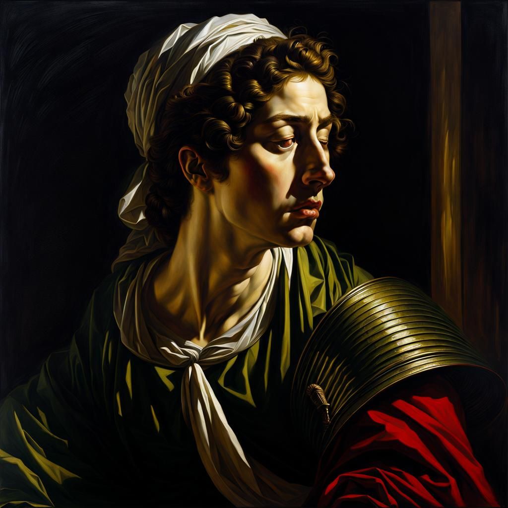 Weeping Soldier in Baroque Style Lighting