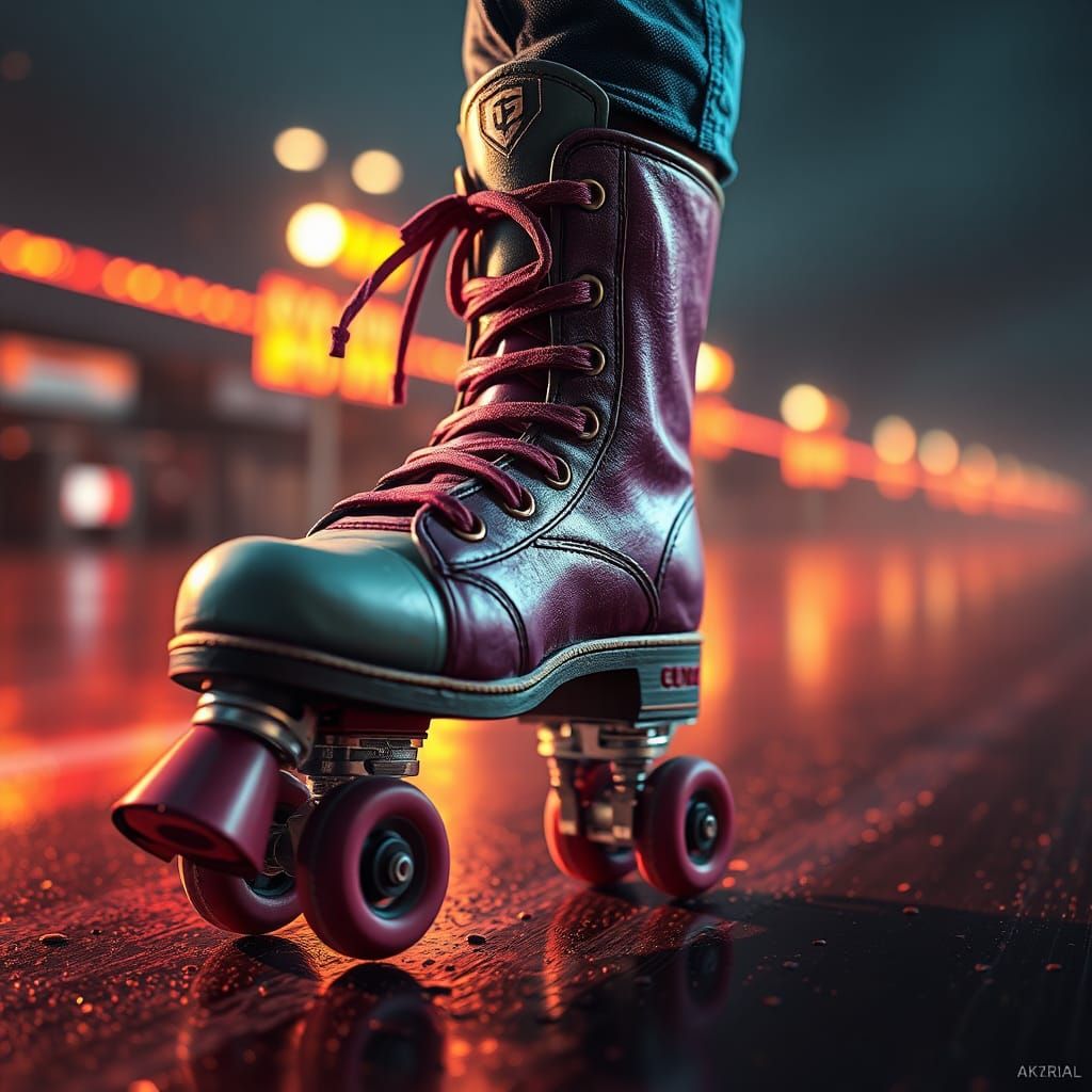 Detailed Artistic Roller Skate in Matte Painting Style