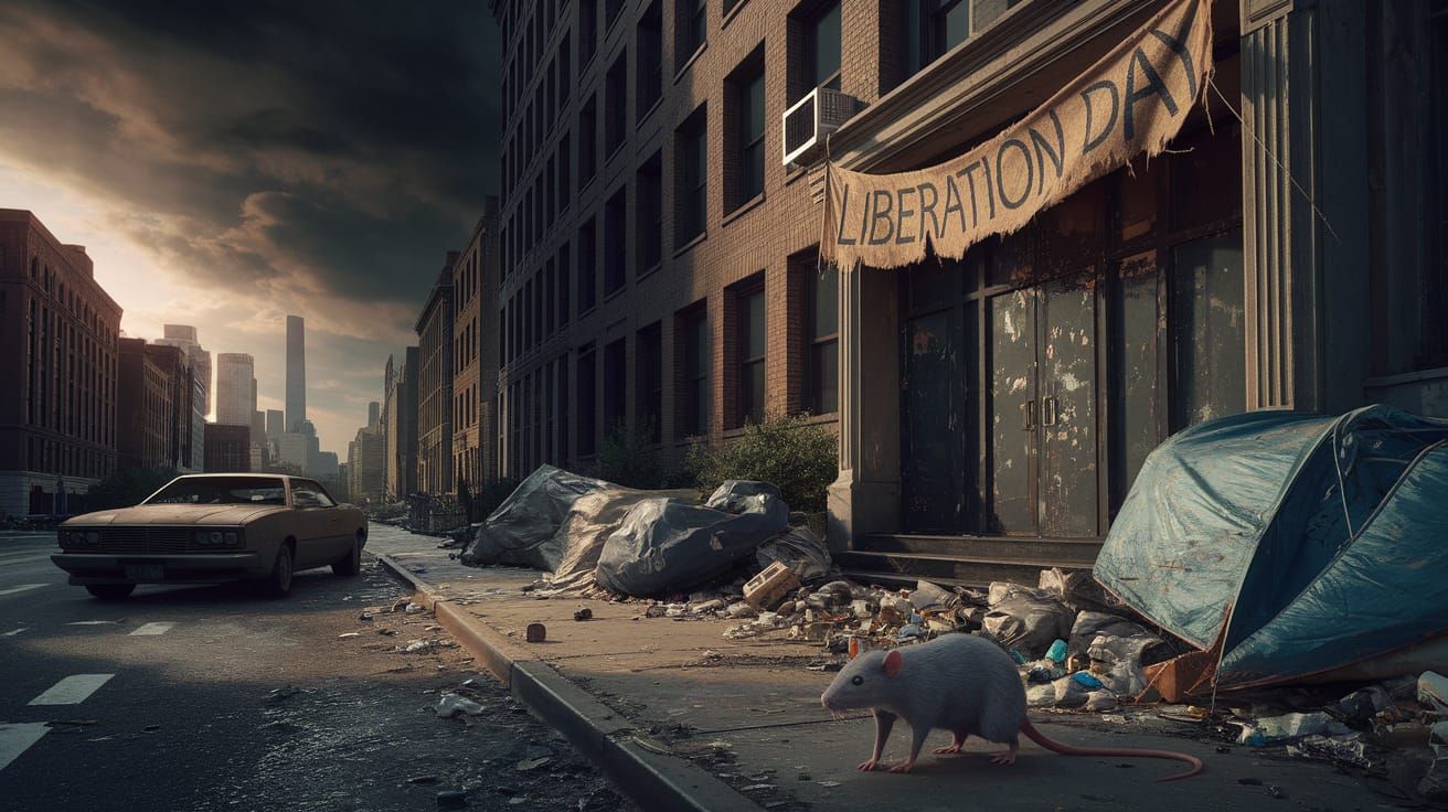 Chaos on Manhattan Streets Under Ominous Storm Clouds