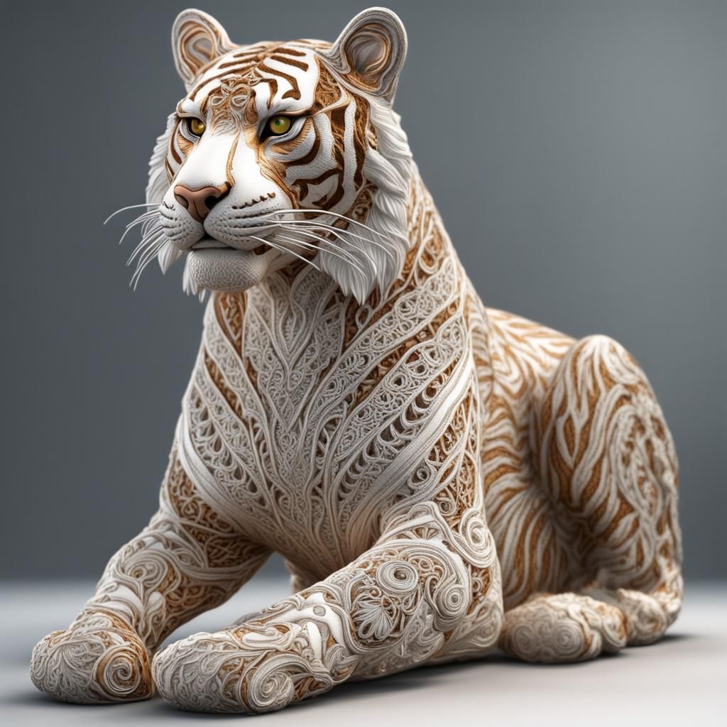 Lace Tiger Sculpture in High Resolution